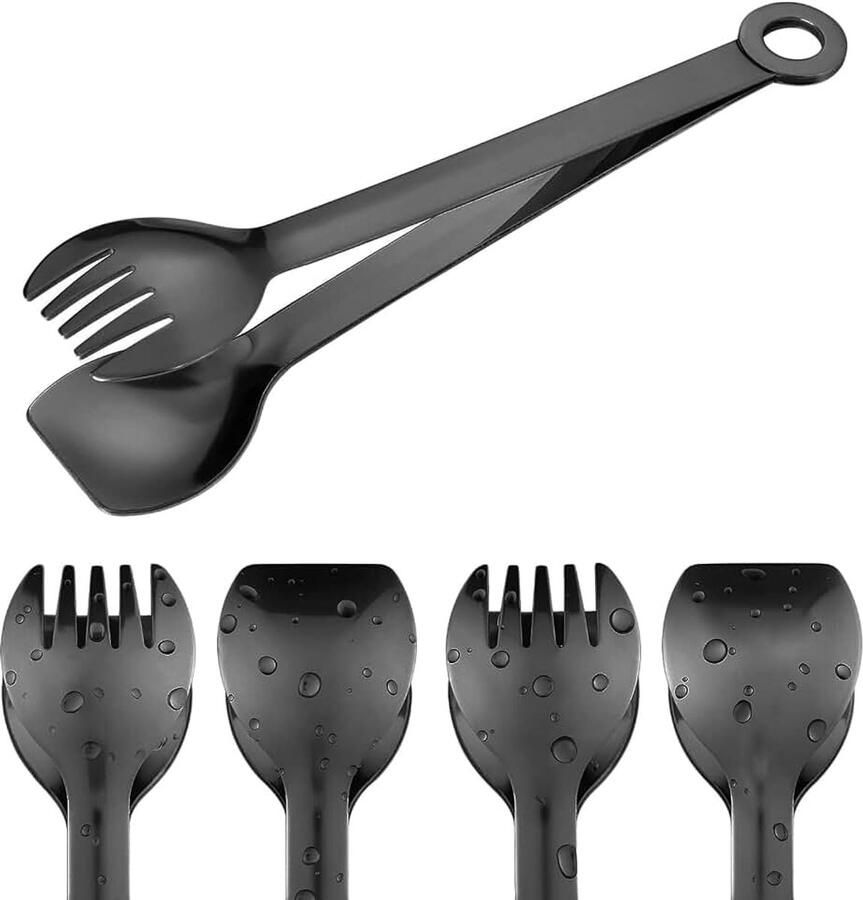 Kleine serveertang 15 2 cm premium roestvrijstalen voorgerechttang set van 4 (zwart 15 2 cm)