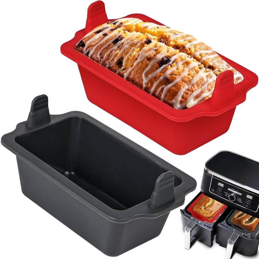 Kleine Siliconen Bakvormen voor Airfryer 2 Stuks Rectangulaire Bakvormen voor Brood en Taart Ideaal voor Bakken en Bewaren