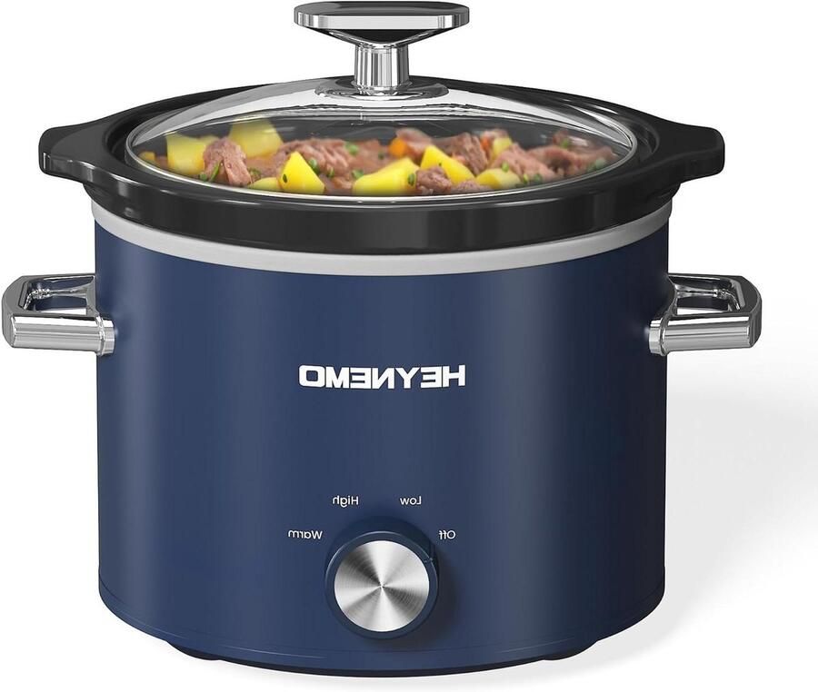Kleine Slowcooker Mini Stoofpot Langzaam Garen Drie Temperaturen 2 Liter Blauw