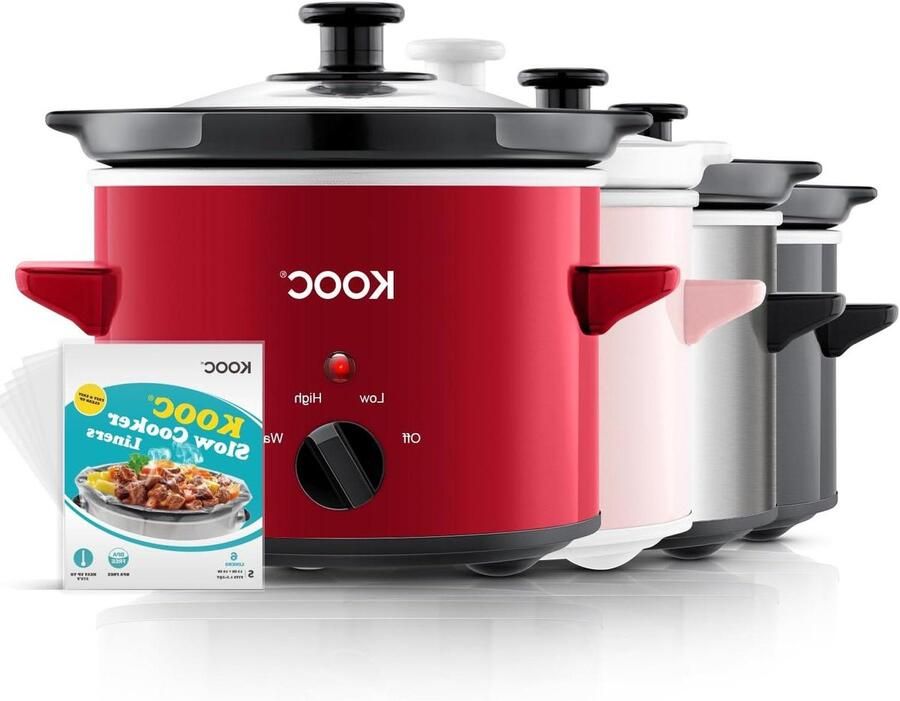 Kleine slowcooker Stoofpan elektrisch Langzaam koken Inclusief gratis liners 1.9 Liter Rood