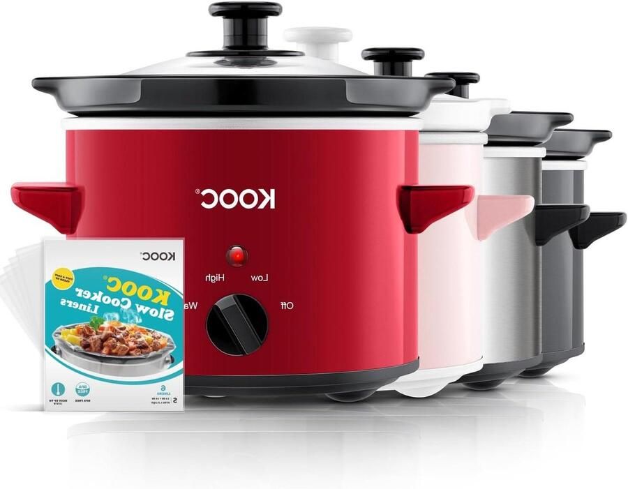 Kleine Slowcooker Stoofpan Langzaam Koken Inclusief Reinigingsvoeringen 1.9 Liter Rood