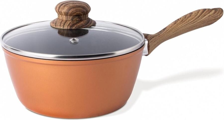 Kleine Steelpan met Antiaanbaklaag en Deksel 16 cm Geschikt voor Inductie