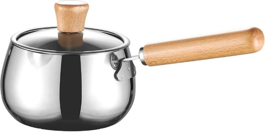 Kleine steelpan Mini kookpot Sauzen verwarmen Antiaanbaklaag 13 x 9 cm Zilver