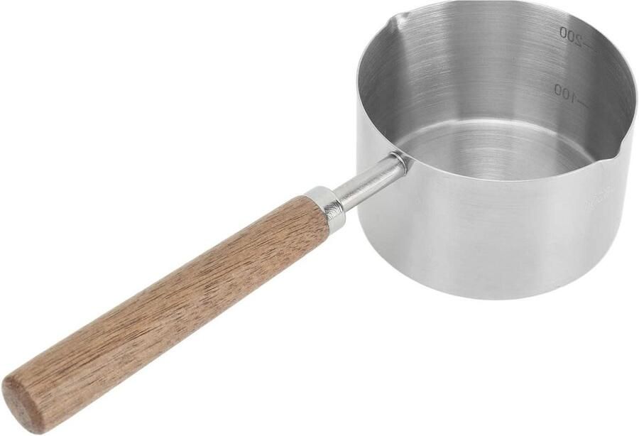 Kleine Steelpan Smeltpan Melkpan Koken op Inductie Hittebestendige Greep 200 ml Zilverkleurig