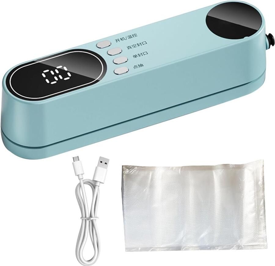 Mini Vacuümmachine Draadloze Sealer Voedsel Bewaren Oplaadbaar Snel Laden 20cm Breed Blauw