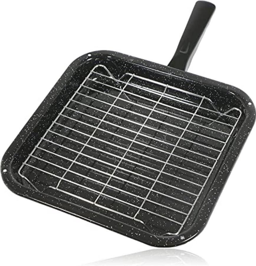 Grillpan met rek Ovenpan accessoire Koken in caravan Afneembaar handvat 28.5 x 27 cm Donkergrijs - Foto 2