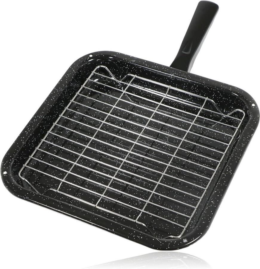 Grillpan met rek Ovenpan accessoire Koken in caravan Afneembaar handvat 28.5 x 27 cm Donkergrijs
