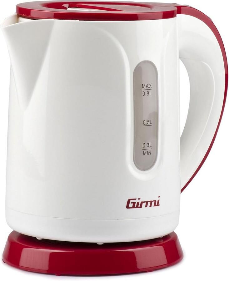 Kleine Waterkoker 0.8L Rood Wit Automatisch Uitschakelen & 360° Draaibaar