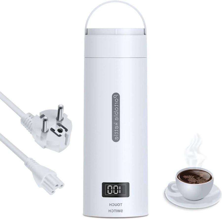 Kleine waterkoker 400 ml voor op reis draagbare reiswaterkoker met temperatuurinstelling automatische uitschakeling ideaal voor onderweg