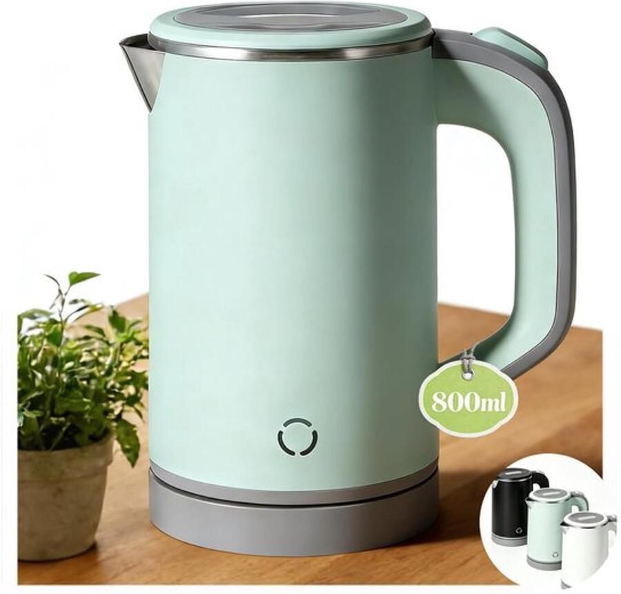 Kleine waterkoker 800 ml 600 W reiswaterkoker 5 minuten snel groen