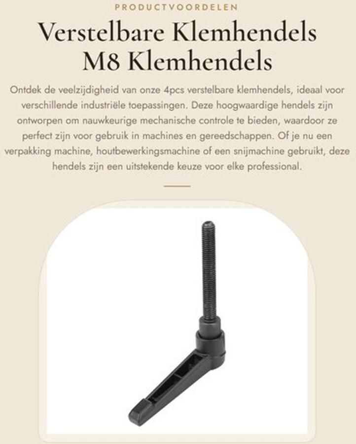 Klemhendels 4pcs Verstelbare Handgrepen Roestvrij Staal M8 Draad Voor Machine Toepassingen Corrosiebestendig Machinehendels