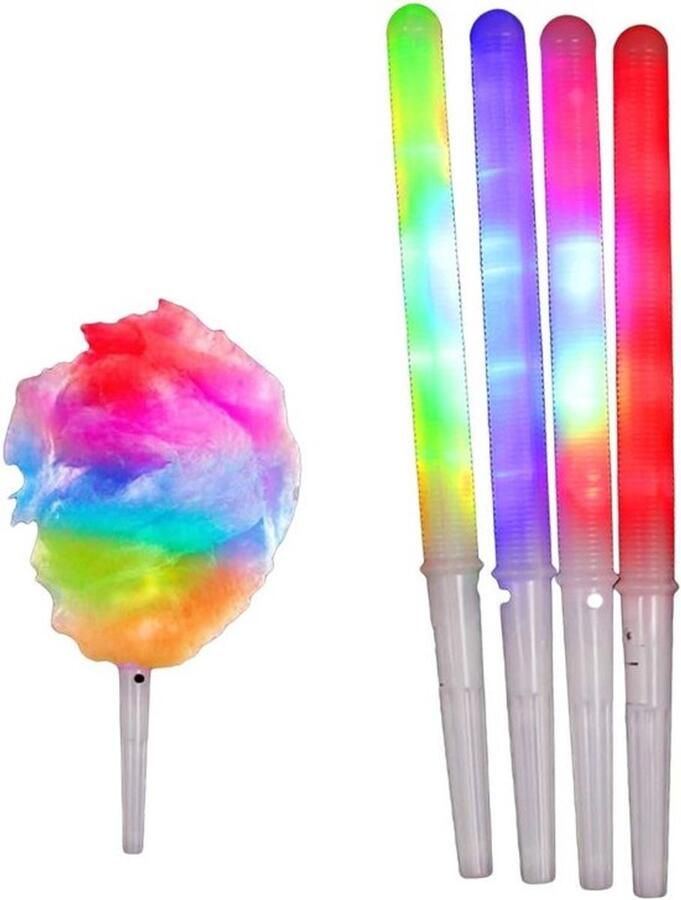 Kleurige LED Glimmende Stokjes voor Suikerspinmachine 7 Kleuren V-vormige Handgreep Herbruikbare Marshmallowstokjes