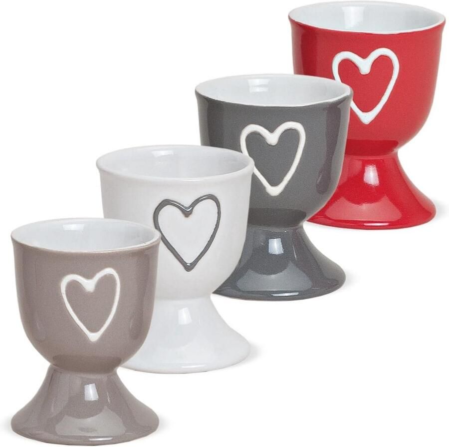 Eierdopjes Set Ontbijt Glazen Ontbijt Serveren Handgemaakt Design 4 Stuks Assorti Kleuren