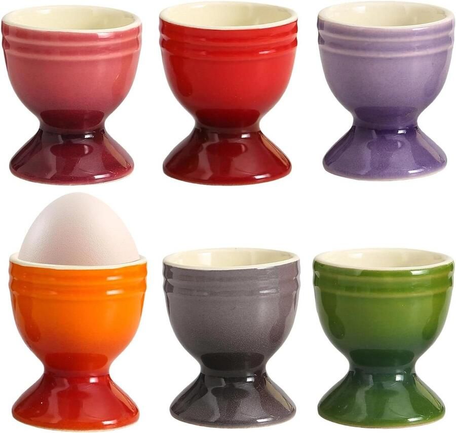 Kleurrijke eierdopjes Set van 6 Ontbijttafel decoratie Vaatwasmachinebestendig 6 cm hoogte Multicolor