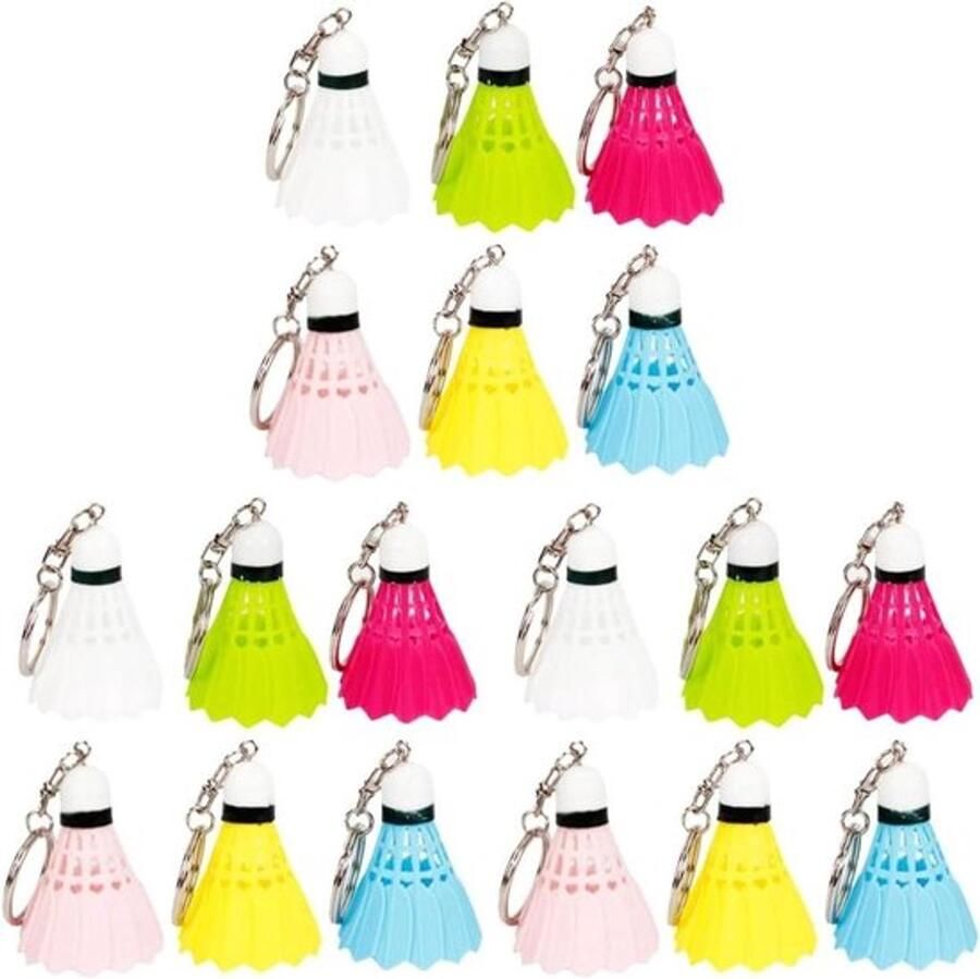 Kleurrijke Mini Badminton Sleutelhanger Set 18 Stuks Metalen Bal 3D Sleutelhanger Geel Wit Rood Blauw Groen Roze