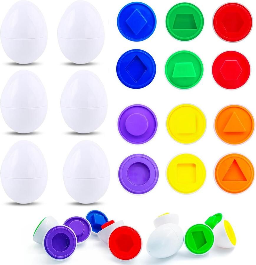 Kleurrijke Montessori Eieren voor Kleur- en Vormherkenning 6 Stuks