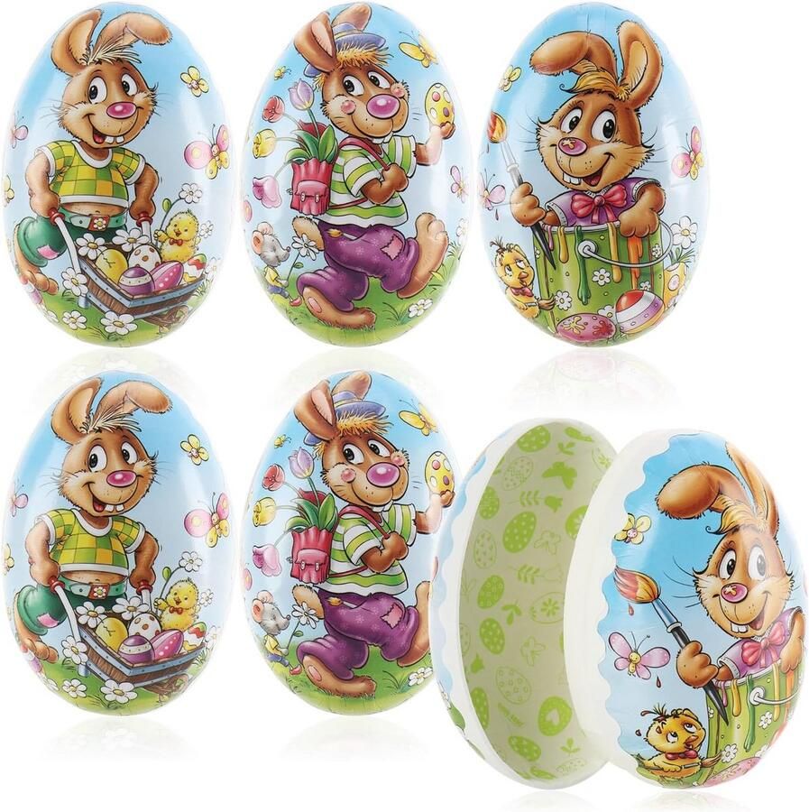 Kleurrijke paaseieren om zelf te vullen met paasmotieven 6 stuks