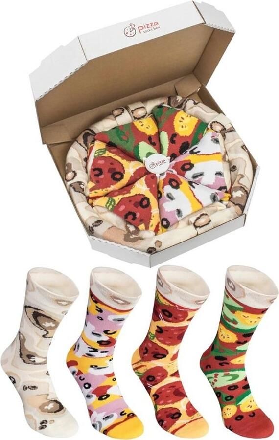 Kleurrijke Pizza Sokken Set 4 Paar Prachtige Unieke Ontwerpen