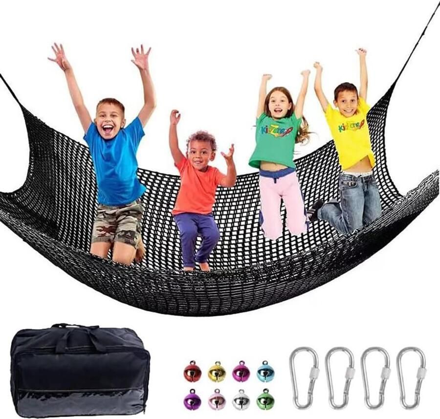 Valbeschermingsnet klimnet voor kinderen en buiten 4 mm dik touw gaten van 4 cm voor valbescherming buiten speelplaats buiten en binnen (zwart 3 x 3)