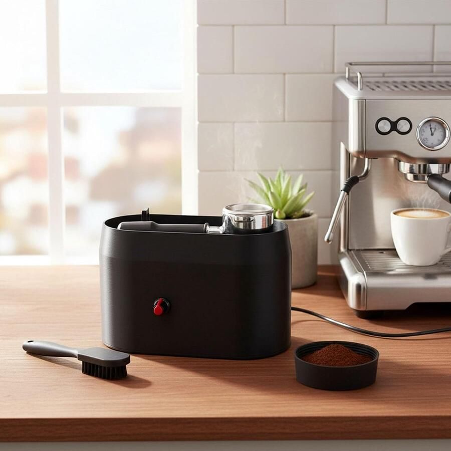 Klopbox Koffiezetapparaat Reinigingsdoos Koffie Koffiezetapparaat Onderhoud Geïntegreerde Borstel Schraper 19 cm Zwart