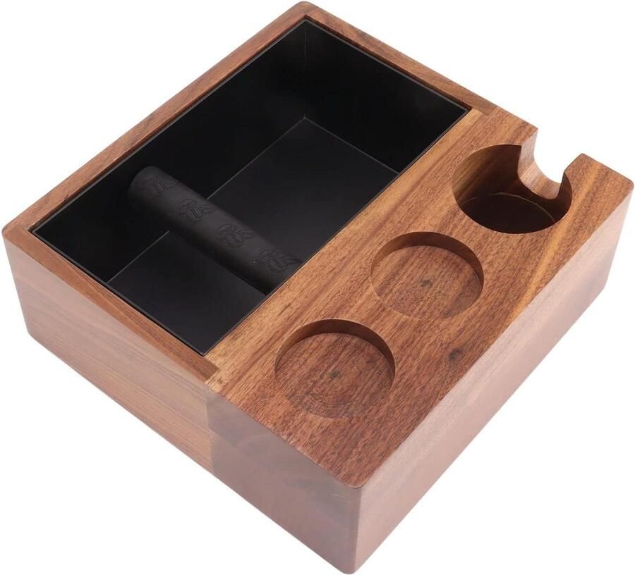 Klopbox Tamping Station Koffie Organizer Espresso Bereiden 4-in-1 Multifunctioneel 58 Mm Walnoot