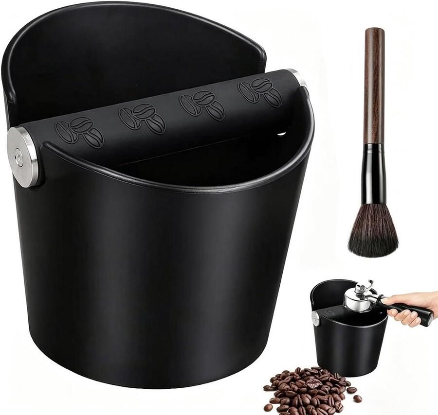 Klopcontainer Koffiedik Espresso Klopbox Koffieresidue Bak Koffiezetten Thuis Schokabsorberend Design 600 ml Zwart