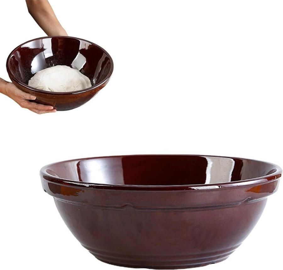 Kneedkom Keramiek Beslagkom Mengkom Deeg Bereiden Non-stick Coating 5500ML Bruin