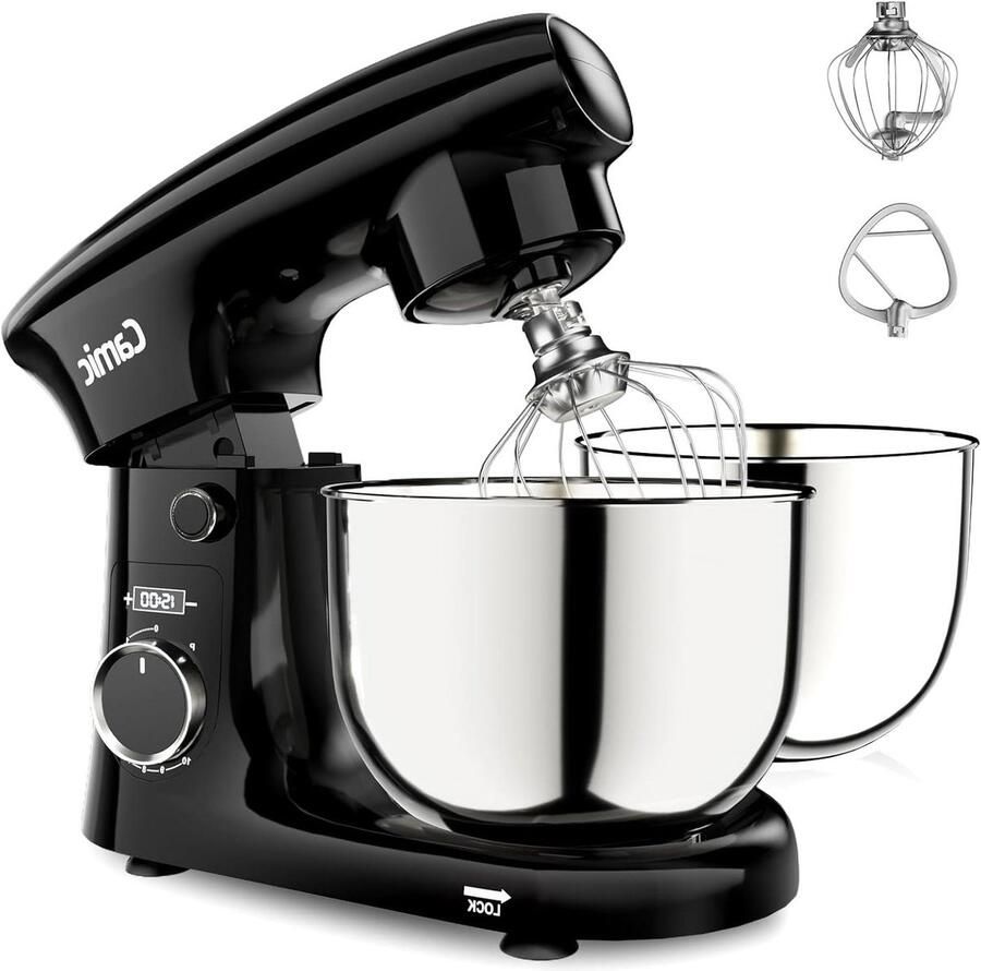 Kneedmachine Keukenmachine Deegmixer Bakmachine Zelf Bakken Dubbele Roestvrijstalen Kom 9 Liter Totaal Zwart