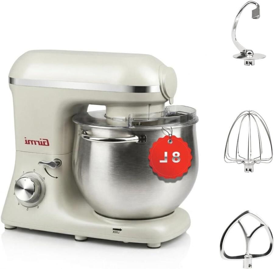 Kneedmachine Keukenmachine Planetaire Mixer Brooddeeg Maken Grote 8L Kom 8 Liter Beige