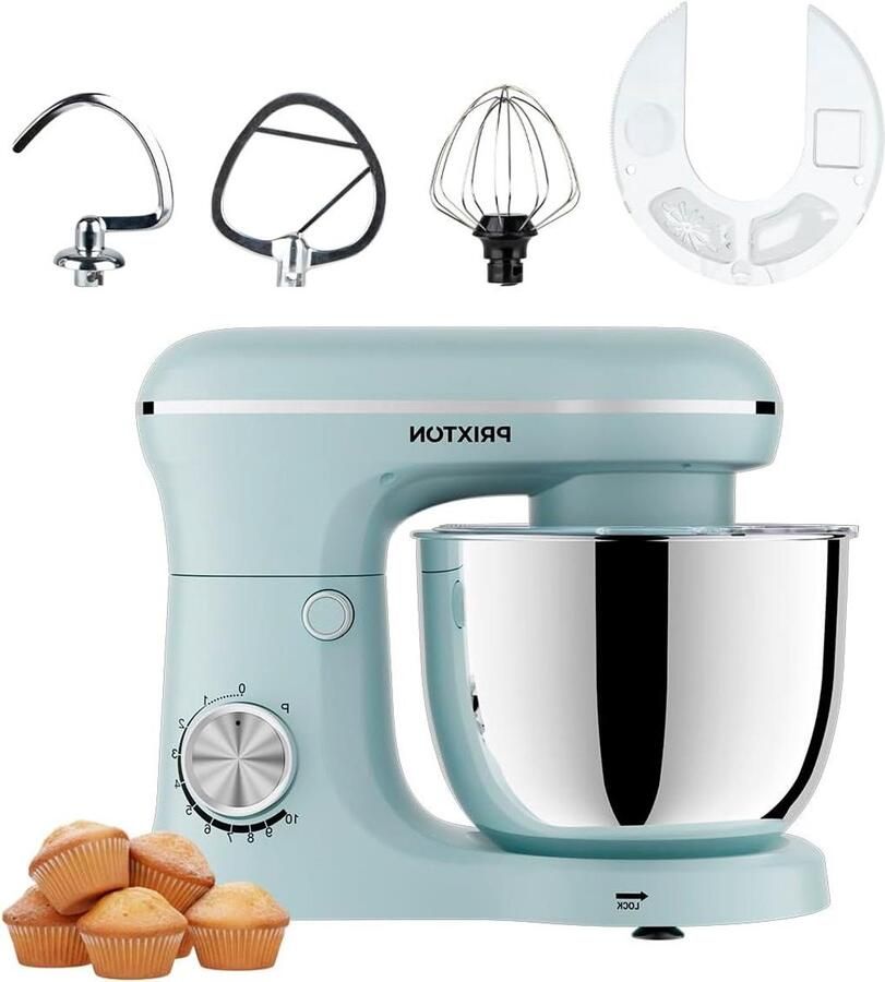Kneedmachine Keukenmixer Bakken en Mixen Krachtige 1500W Motor 5 Liter Kom Blauw