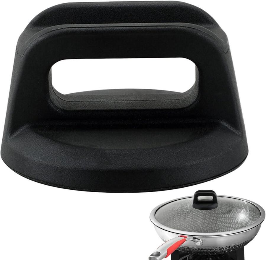 Knop Pannendeksel Reservehandgreep Deksel Veilig Koken Anti-verbrandingsisolatie 6.8 x 6.6 cm Zwart