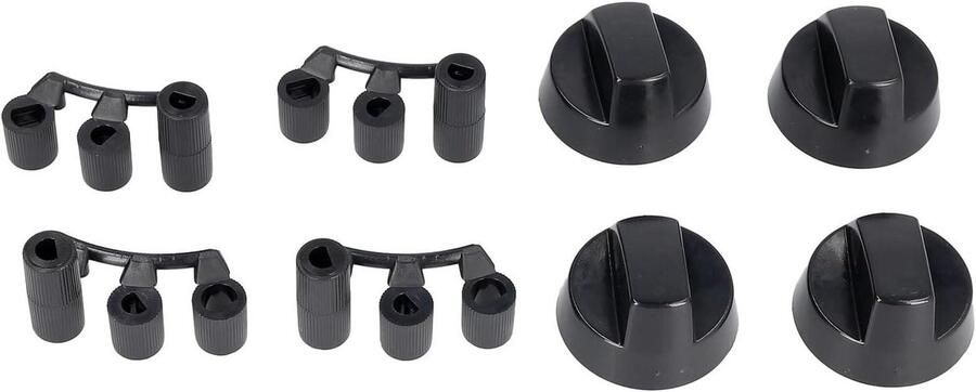 Knoppen set Draaiknoppen fornuis Kookplaat reparatie Universeel met adapters 16 delig Zwart