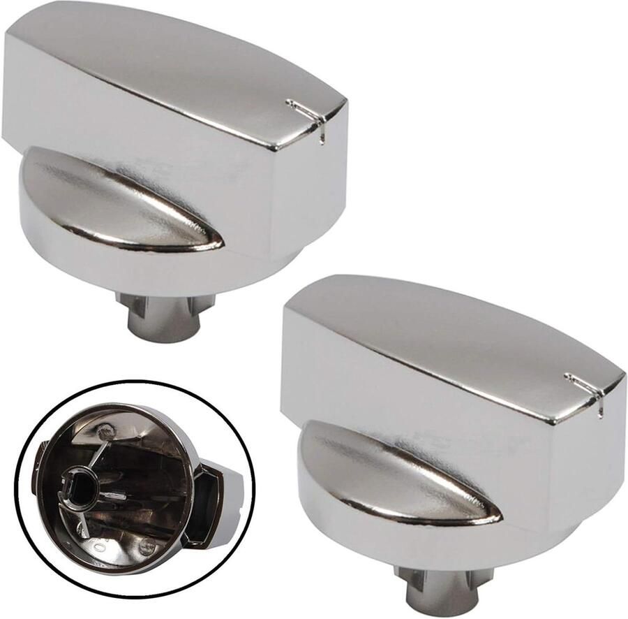 Knoppen voor fornuis Ovenknoppen Kookplaatknoppen Keuken repareren Origineel reserveonderdeel Set van 6 Zilver