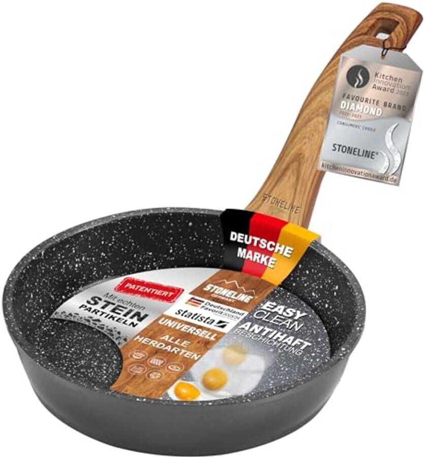 Koekenpan 14 cm met Antiaanbaklaag en Echte Steendeeltjes Geschikt voor Inductie en Alle Warmtebronnen
