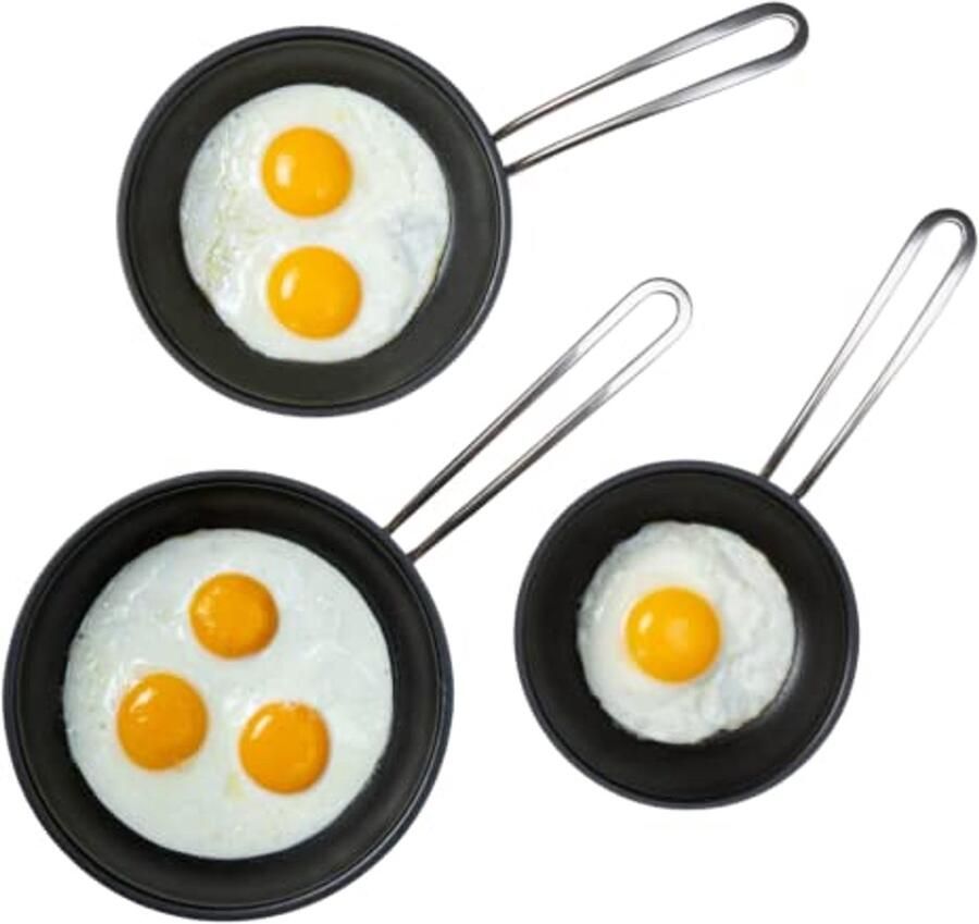 Koekenpan 16 cm roestvrij staal met hoge rand en anti-aanbaklaag