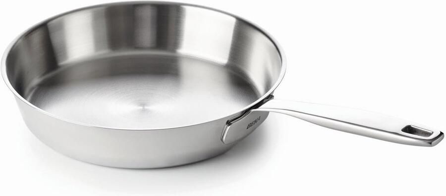 Koekenpan 24 cm roestvrij staal 5-lagen constructie zonder anti-aanbaklaag ovenbestendig tot 200°C inductie