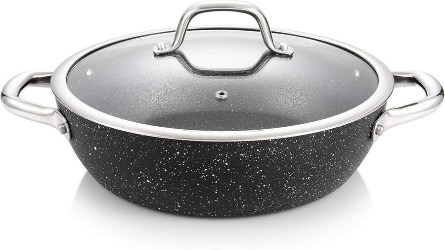 Koekenpan 26 cm met Deksel Stone Coating Antiaanbak en Geschikt voor Inductie