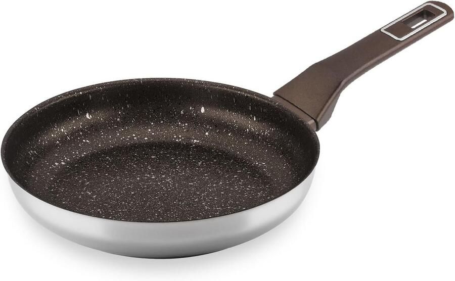 Koekenpan 26cm Roestvrijstaal met Antiaanbaklaag Geschikt voor Alle Fornuizen