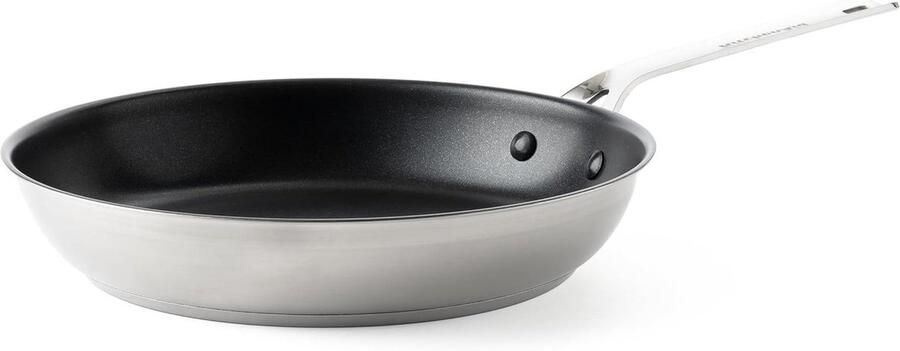 Koekenpan 28 cm Koekenpan PFAS-vrij Gezond Koken Keramische Antiaanbaklaag 3.6 Liter Capaciteit Zilver