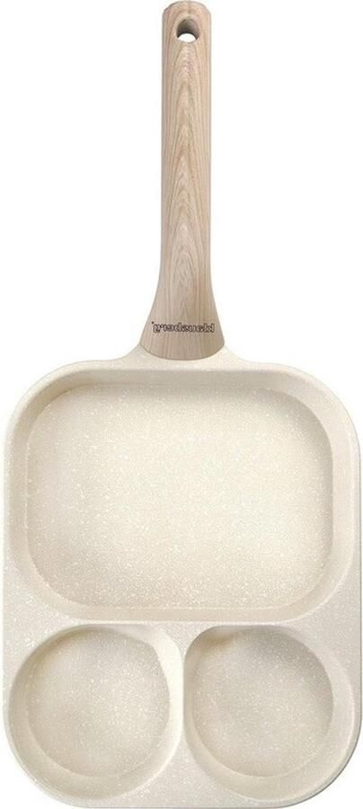 Koekenpan 3-in-1 Pannenkoekenpan Omelet Ontbijt Bakken Marmercoating 22 x 18 cm Beige