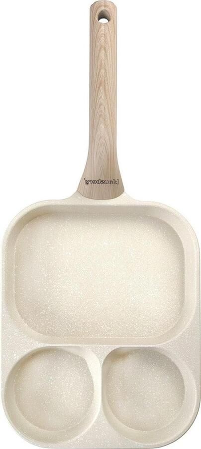Koekenpan 3-in-1 Pannenkoekenpan Omelet Ontbijt Bakken Marmercoating 22 x 18 cm Beige