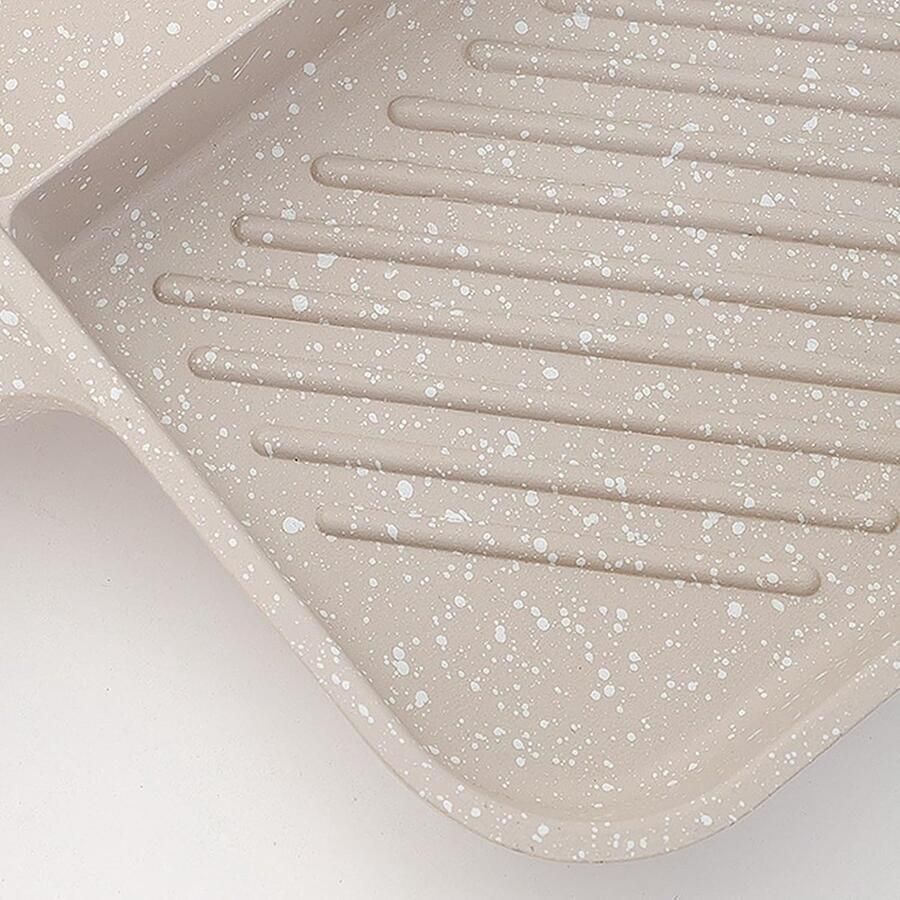 Koekenpan 3 secties Ontbijtpan Grillpan Eieren bakken Antikleef coating 24 Centimeter Zwart