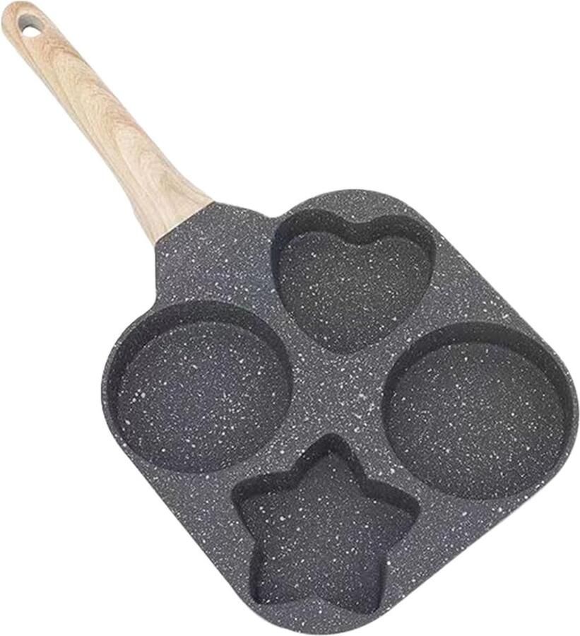 Koekenpan 4 Eieren Omeletpan Ontbijtpan Snel Ontbijten Vier Holtes Vormen 18 Cm Diameter Wit Zwart