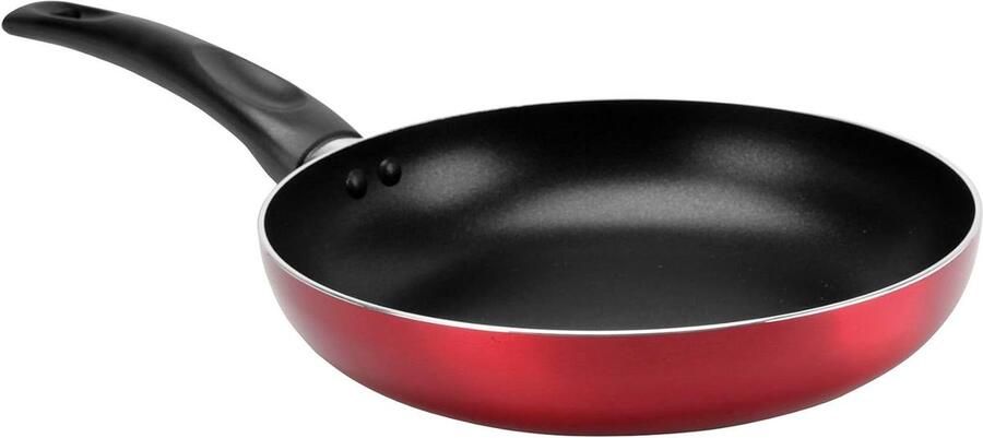 Koekenpan Aluminium Anti-aanbakpan Dagelijks Koken Optimale Warmteverdeling Ø 24 cm Rood Metallic