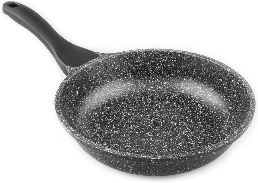 Koekenpan Aluminium Braadpan Steen Koken op Inductie Antikleef Laag 18 cm Zwart