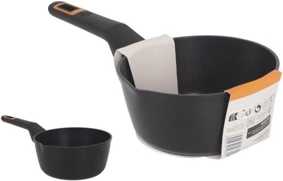 Koekenpan aluminium Dagelijks Koken Gelijkmatige Warmteverdeling 16 cm Zwart