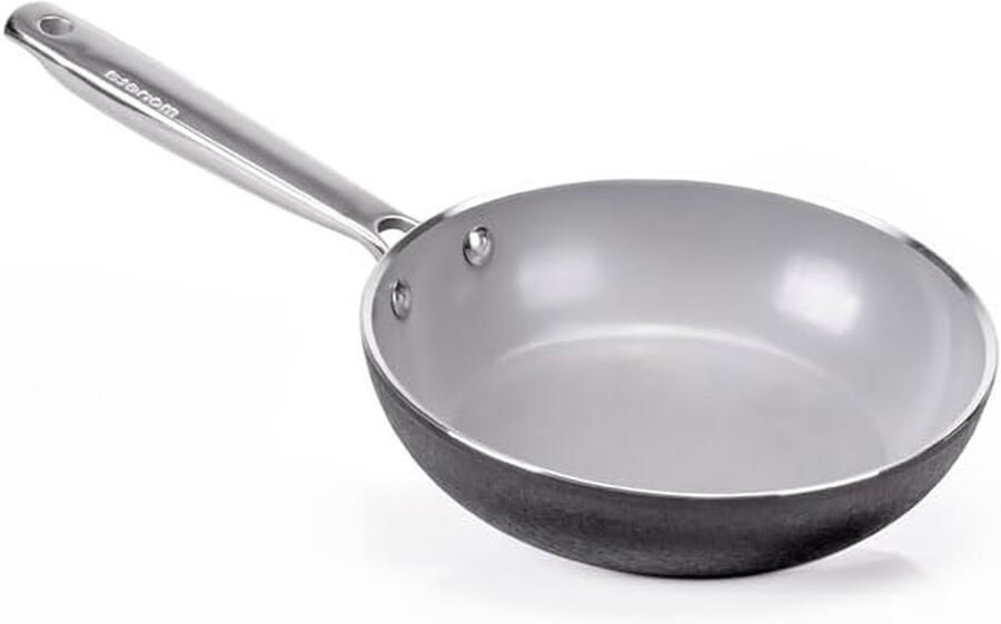 Koekenpan Aluminium Gelijkmatig Koken Natuurlijke Antiaanbaklaag 20 cm Zwart