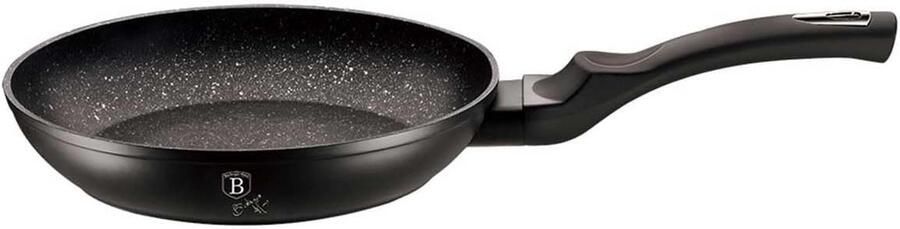 Koekenpan Aluminium Keukenpan Bakpan Allround Koken 3-laags Marmer Coating Ø28 cm Zwart Zilver