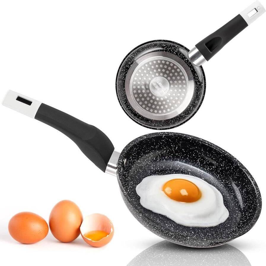 Koekenpan Aluminium Koekenpan Gezond Koken Energiezuinige Warmteverdeling 18 cm Zwart