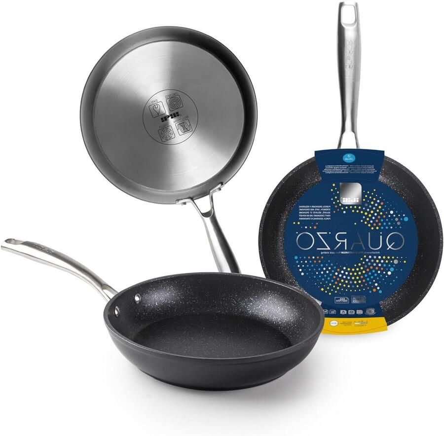 Koekenpan Aluminium Koekenpan Inductie Snel Bakken Quantanium Antiaanbaklaag 30 cm Zwart